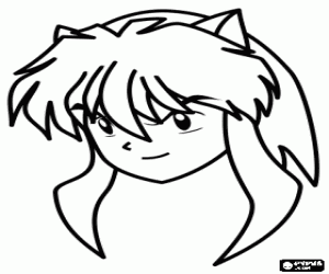 desenho de Inuyasha, o rosto do protagonista para colorir