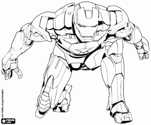 desenho de Iron Man, ajoelhado, Avengers para colorir
