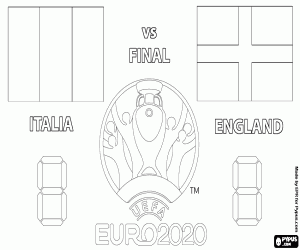desenho de Itália-Inglaterra, UEFA Euro 2020 para colorir