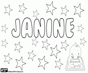 desenho de Janine, nome em alemão e francês para colorir