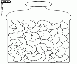 desenho de Jar com guloseimas como feijão para colorir