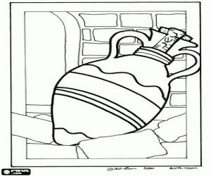 desenho de Jarro de cerâmica com comida kosher para colorir