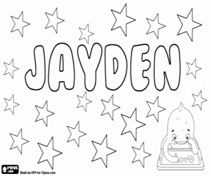 desenho de Jayden, nome próprio masculino para colorir