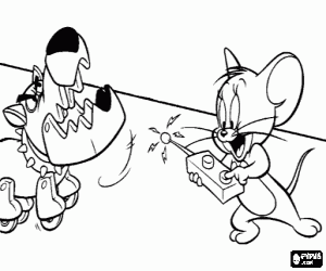 desenho de Jerry o mouse e o cachorro robô para colorir