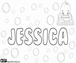 desenho de Jessica, nome em vários idiomas para colorir