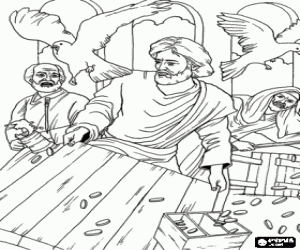 desenho de Jesus no templo para colorir