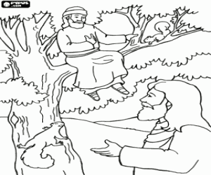 desenho de Jesus e Zaqueu para colorir