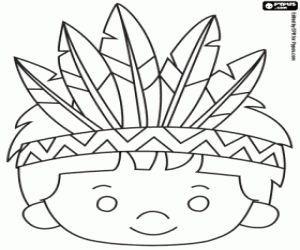 desenho de Jet com as penas de um chefe índio para colorir