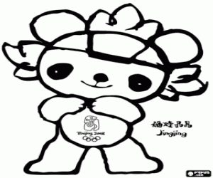 desenho de Jingjing, um mascote de Pequim 2008 para colorir