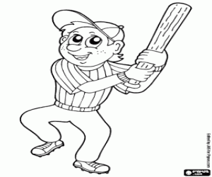 desenho de Jogador de beisebol com o taco para colorir