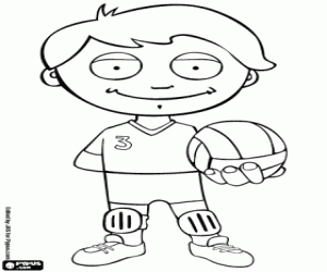 desenho de Jogador de voleibol com a bola para colorir