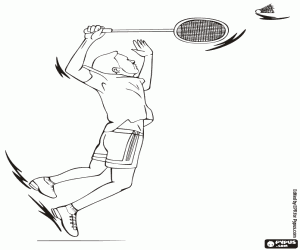 desenho de Jogador em um jogo de badminton para colorir