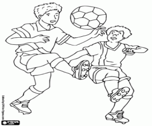 desenho de Dois jogadores disputam a bola para colorir