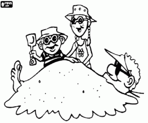 desenho de Um jogo com a areia da praia para colorir