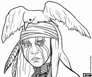 desenho de Johnny Depp é Tonto em Lone Ranger para colorir