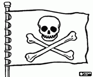 desenho de Jolly Roger, a bandeira pirata para colorir