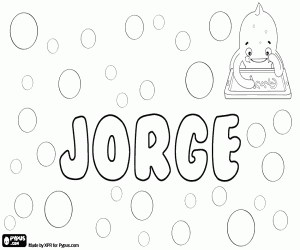 desenho de Jorge, nome espanhol e português para colorir