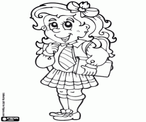 desenho de Jovem garota com o uniforme escolar para colorir