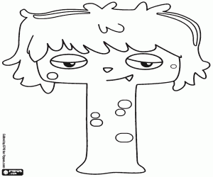 desenho de O jovem monstro da letra T para colorir