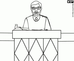 desenho de O juiz no tribunal para colorir