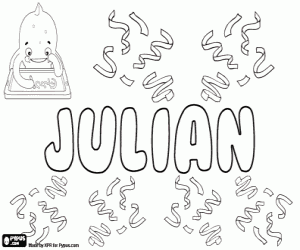desenho de Julian, nome em vários idiomas para colorir