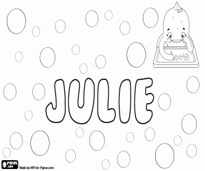 desenho de Julie, nome em vários idiomas para colorir