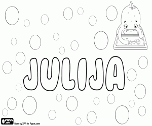 desenho de Julija, nome em vários idiomas para colorir