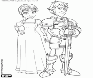 desenho de Justin e Talia, os protagonistas para colorir