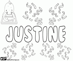 desenho de Justine, nome de origem latina para colorir