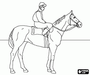 desenho de O jóquei e o cavalo para colorir