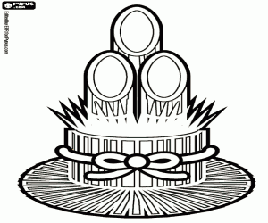 desenho de Kadomatsu, ornamento japonês Ikebana para colorir