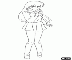 desenho de Kagome Higurashi, personagem de InuYasha para colorir