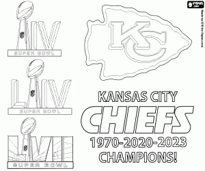 desenho de Kansas City Chiefs, Super Bowl 2023 para colorir