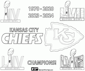 desenho de Kansas City Chiefs, Super Bowl x4 para colorir