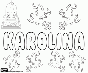 desenho de Karolina, nome em vários idiomas para colorir