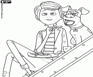 desenho de Katie jantando com seu cachorro Max para colorir