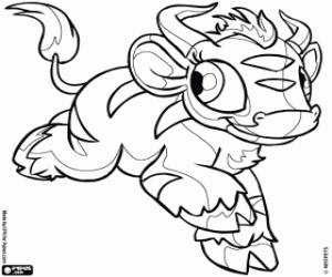 desenho de Kau, a vaca de Neopets para colorir