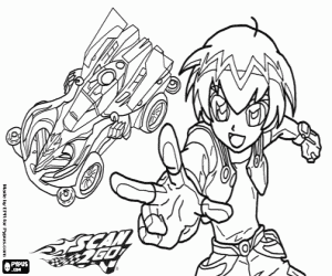 desenho de Kazuya e a corrida de carros para colorir
