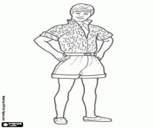 desenho de Ken com roupas de safari para colorir