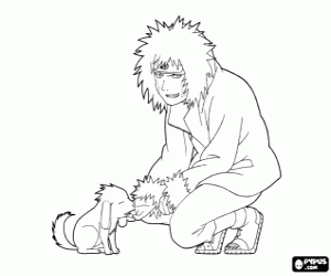 desenho de Kiba e seu cão, personagens de Naruto para colorir