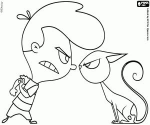 desenho de Kid vs. Kat, os protagonistas para colorir