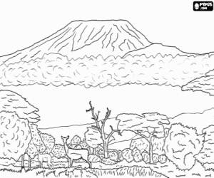 desenho de Kilimanjaro na Tanzânia para colorir