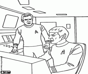 desenho de Kirk e Spock de Star Trek para colorir