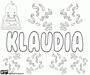 desenho de Klaudia, nome em vários idiomas para colorir