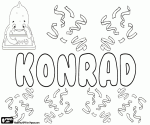 desenho de Konrad, nome em várias línguas para colorir