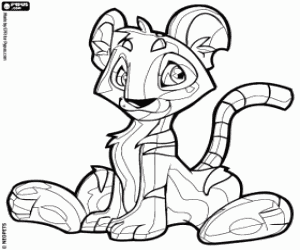 desenho de Kougra, o tigre de Neopets para colorir