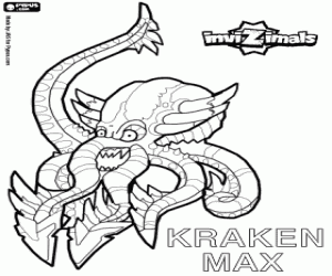 desenho de Kraken Max, um polvo de Invizimals para colorir