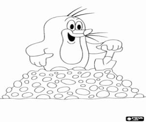 desenho de Krtek a toupeira e a toca para colorir