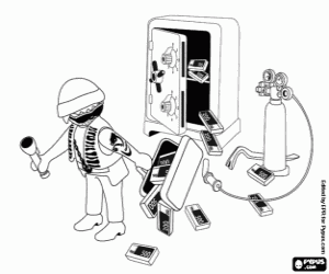 desenho de Um ladrão em ação, Playmobil para colorir