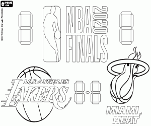 desenho de Lakers vs Heat, Finais da NBA 2020 para colorir